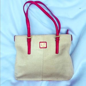 Adorable Anne Klein Vintage Purse Handbag Red Patent Base and Straps